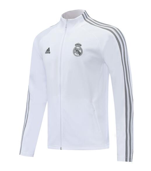 Real Madrid White Grey Stipe Training Jacket 2020/21